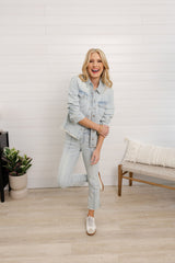 Bleached Denim Ruched-Sleeve Jacket – Mac and Me Exclusive