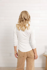 Mac and Me Ruched Placket Long Sleeve Top