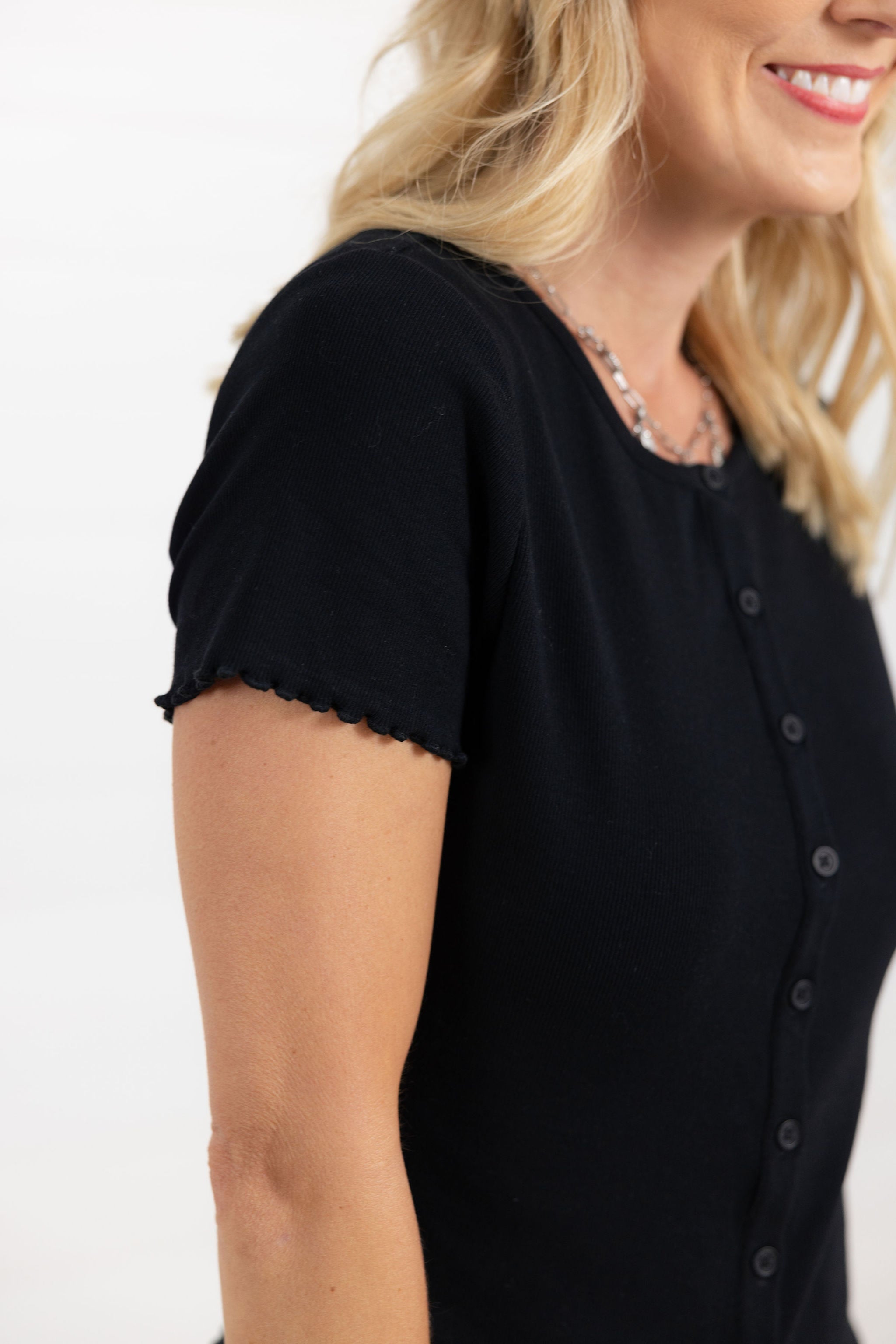Mac and Me Ribbed Button Front Tee