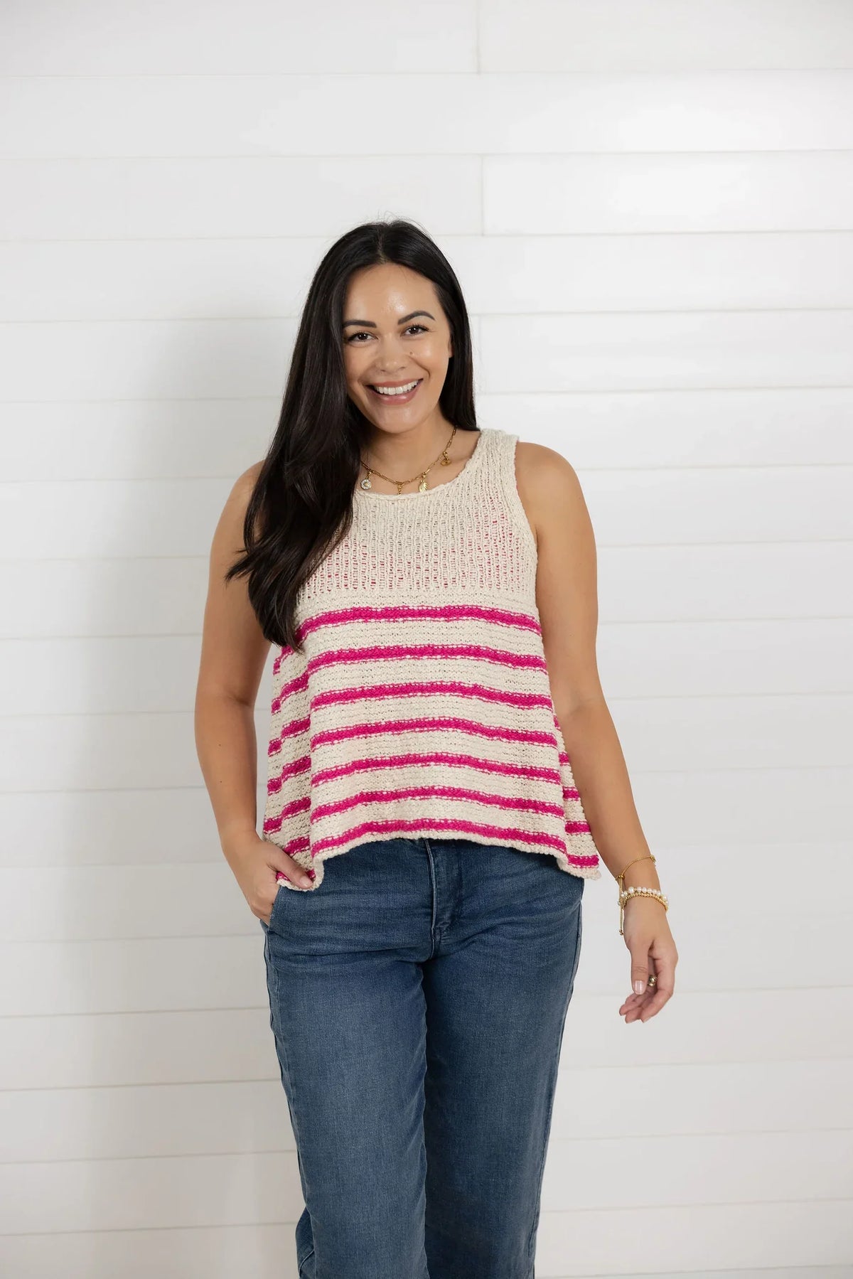 Mac and Me Striped Swing Sweater Tank