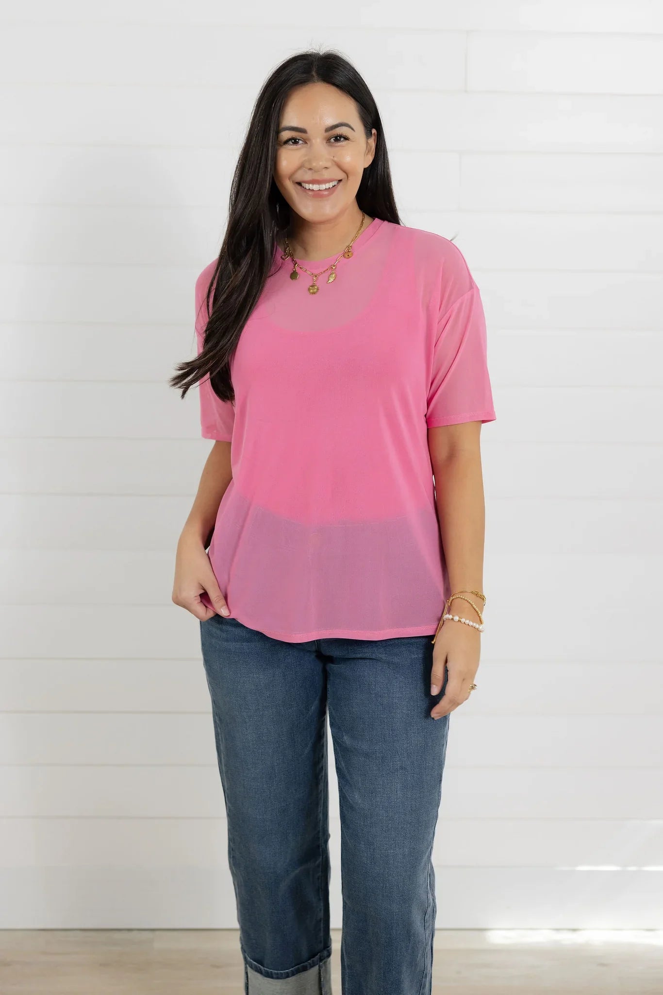 Mac and Me Sheer Mesh Tee
