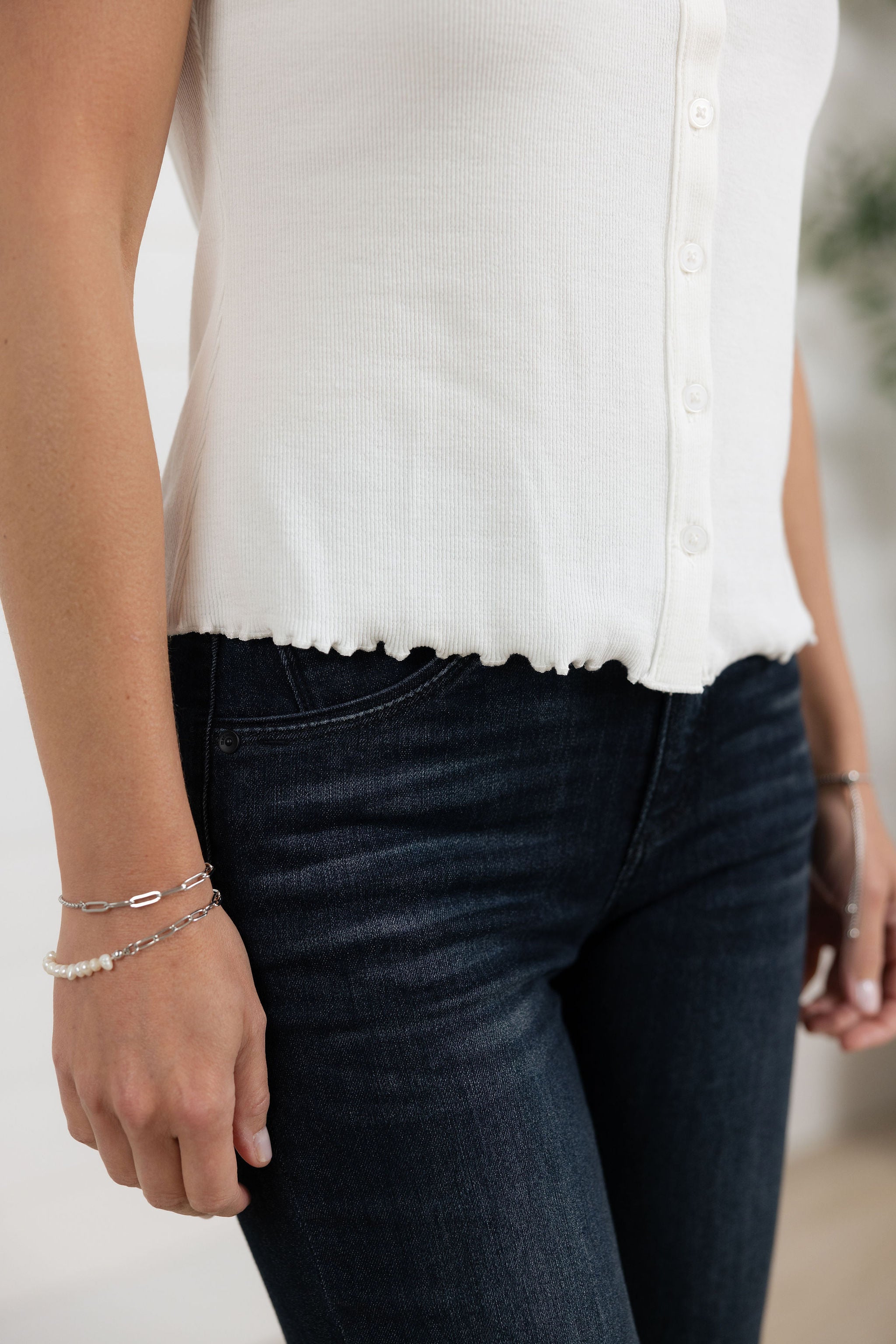 Mac and Me Ribbed Button Front Tee