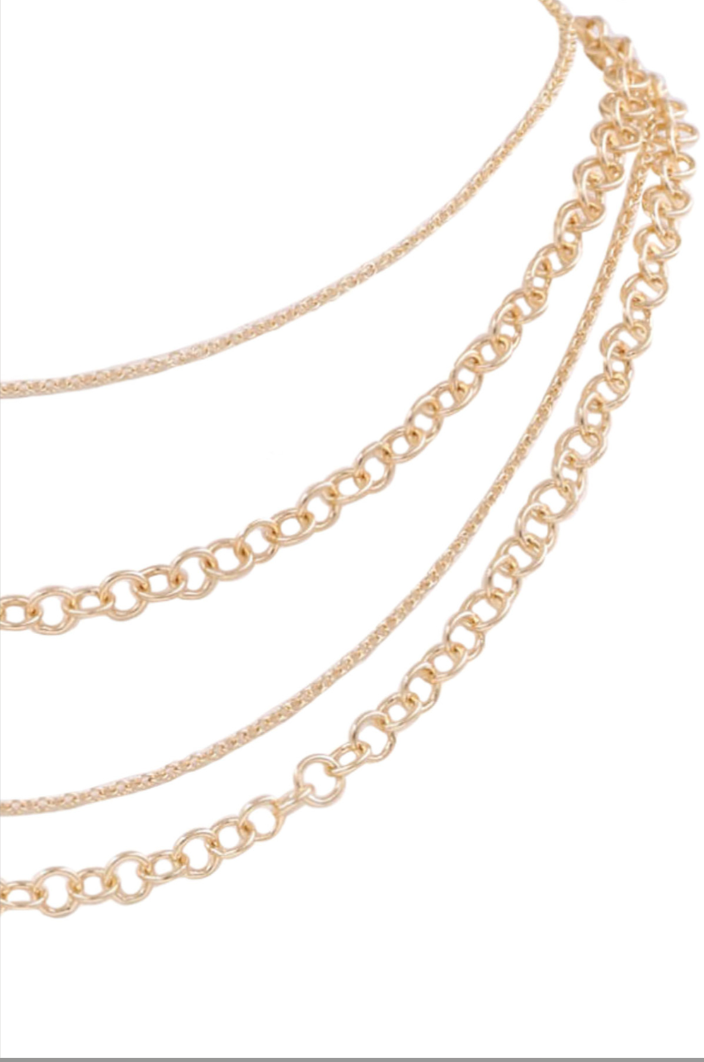 Metal Chain Link Layered Necklace