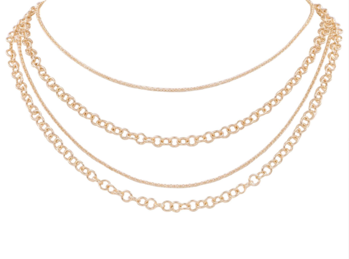 Metal Chain Link Layered Necklace