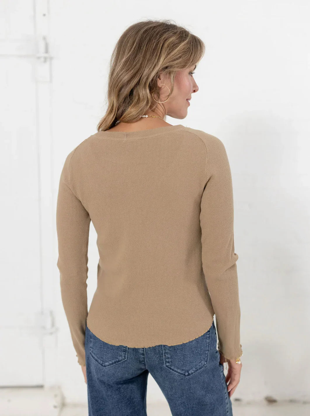 Mac and Me Waffle Rib Long Sleeve Top