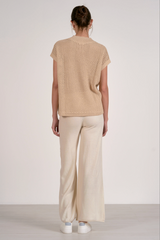 Open-Knit Short Sleeve Sweater Top