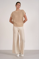 Open-Knit Short Sleeve Sweater Top