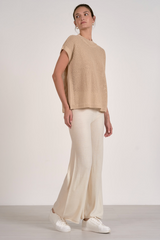 Open-Knit Short Sleeve Sweater Top