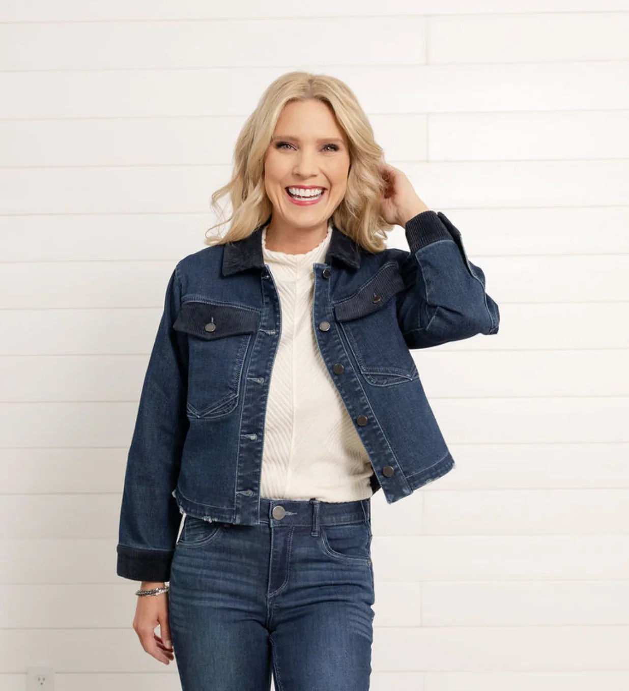 Mac and Me Corduroy Contrast Denim Jacket