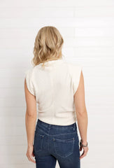 Mac and Me Funnel Neck Side Ruched Top