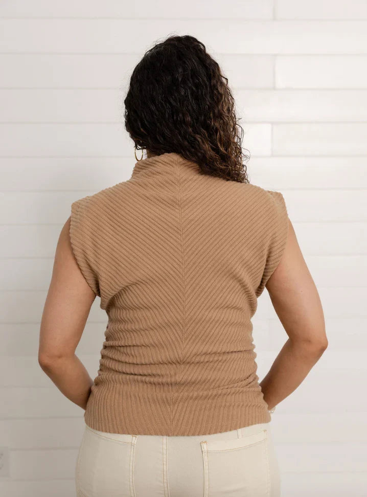 Mac and Me Funnel Neck Side Ruched Top