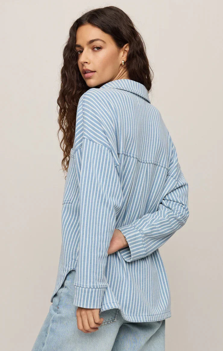 All Day Knit Stripe Jacket in Santorini Indigo