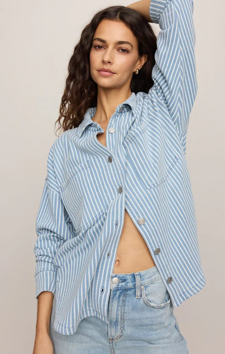 All Day Knit Stripe Jacket in Santorini Indigo