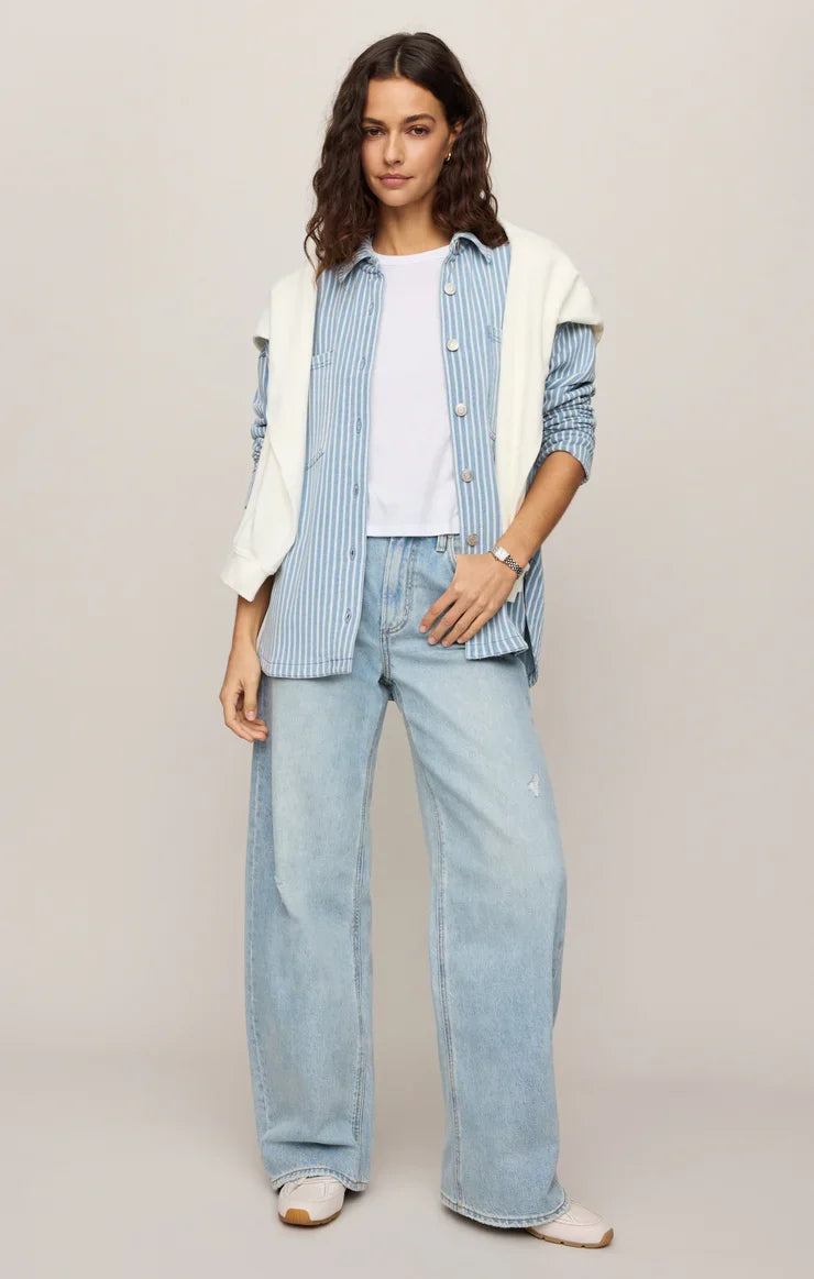 All Day Knit Stripe Jacket in Santorini Indigo