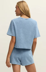Curran Knit Denim Short Sleeve Sweatshirt