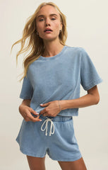 Curran Knit Denim Short Sleeve Sweatshirt