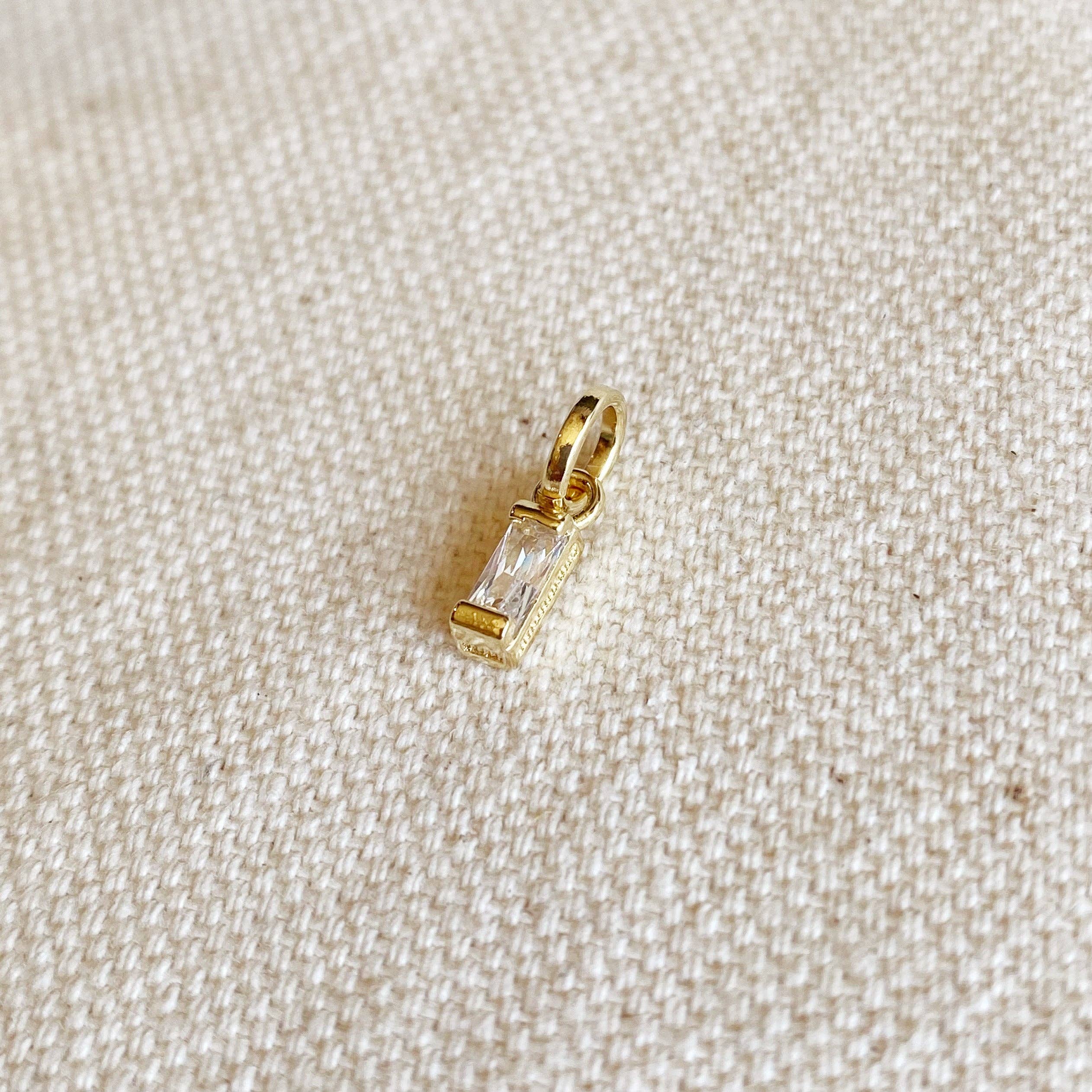 18k Gold Filled Mini Clear Baguette Charm
