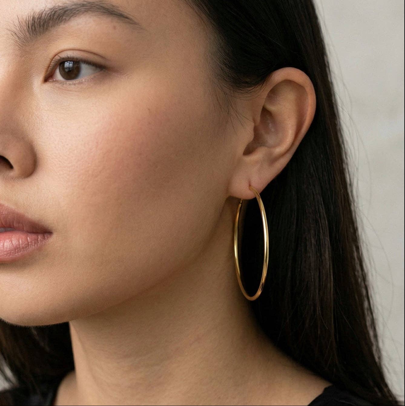 18k Gold Filled Hollowed Endless Continuous Hoop Earrings: Hoop 40mm