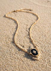 Luxe Gold Necklace with Black and Gold Pendant