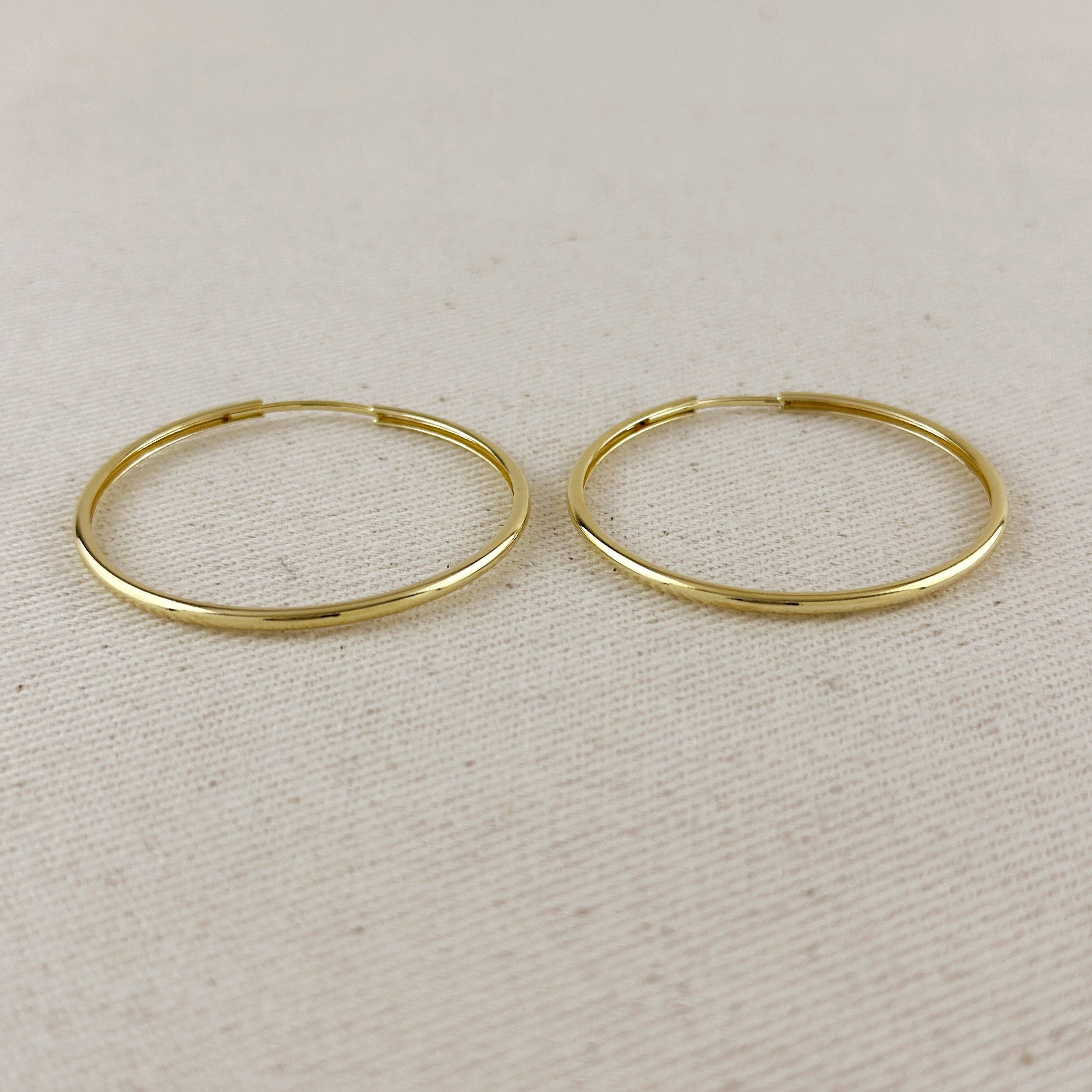 18k Gold Filled Hollowed Endless Continuous Hoop Earrings: Hoop 40mm