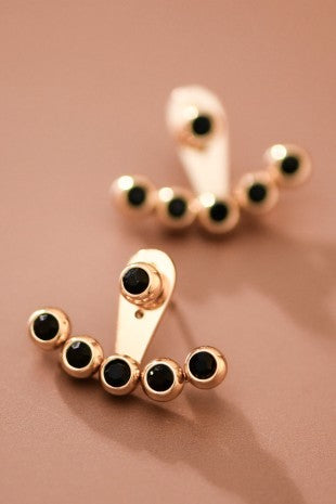 18k Gold Plated Stainless Steel Crystal Ear Jacket Studs