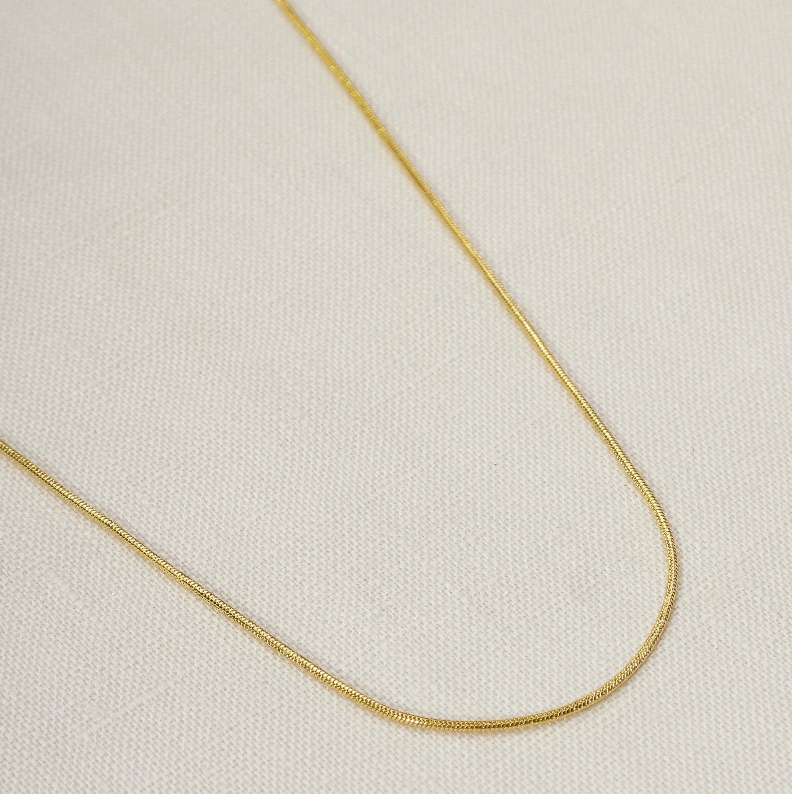 18k Gold Filled 1.2 mm Round Snake Chain Necklace: 16 inches