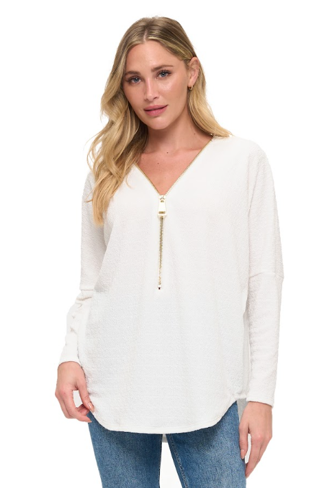DOLMAN SLEEVE ZIPPER TOP