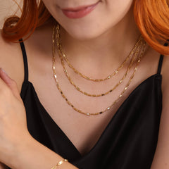 18K Gold Filled Textured Bar Link Necklace: 16 inches