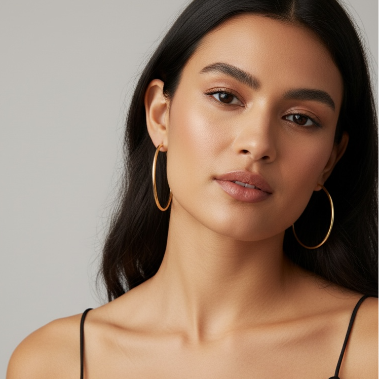 18k Gold Filled Hollowed Endless Continuous Hoop Earrings: Hoop 40mm