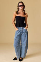 Ellie Strapless Knit Peplum Top