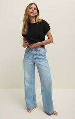 Remi High Rise Bowed Leg Denim
