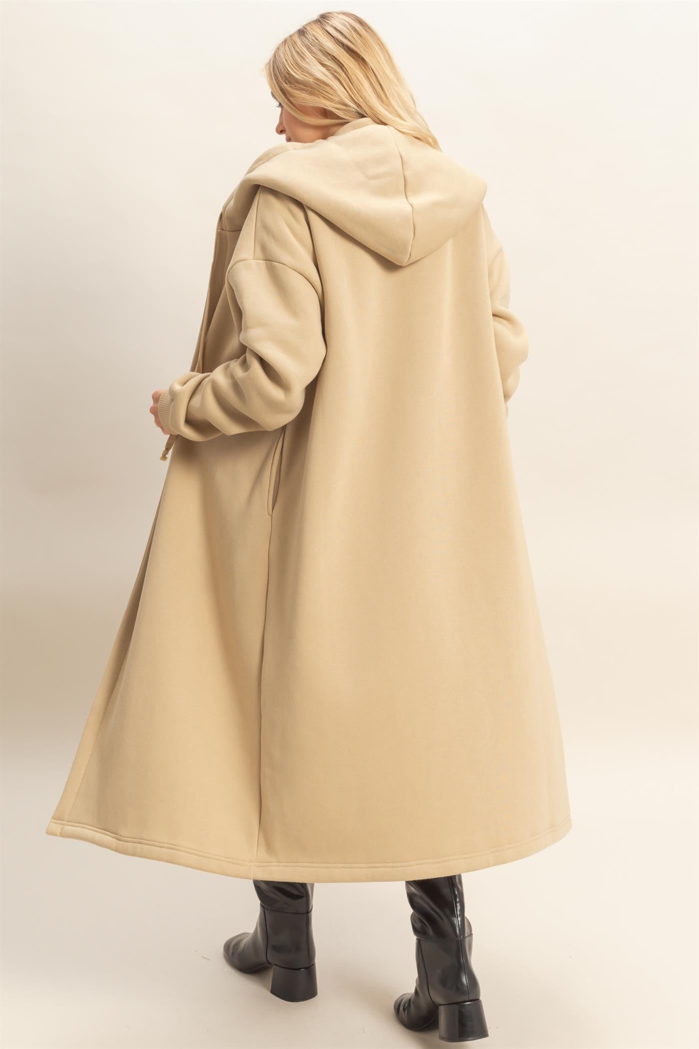 Longline Hooded Sweatshirt Coat