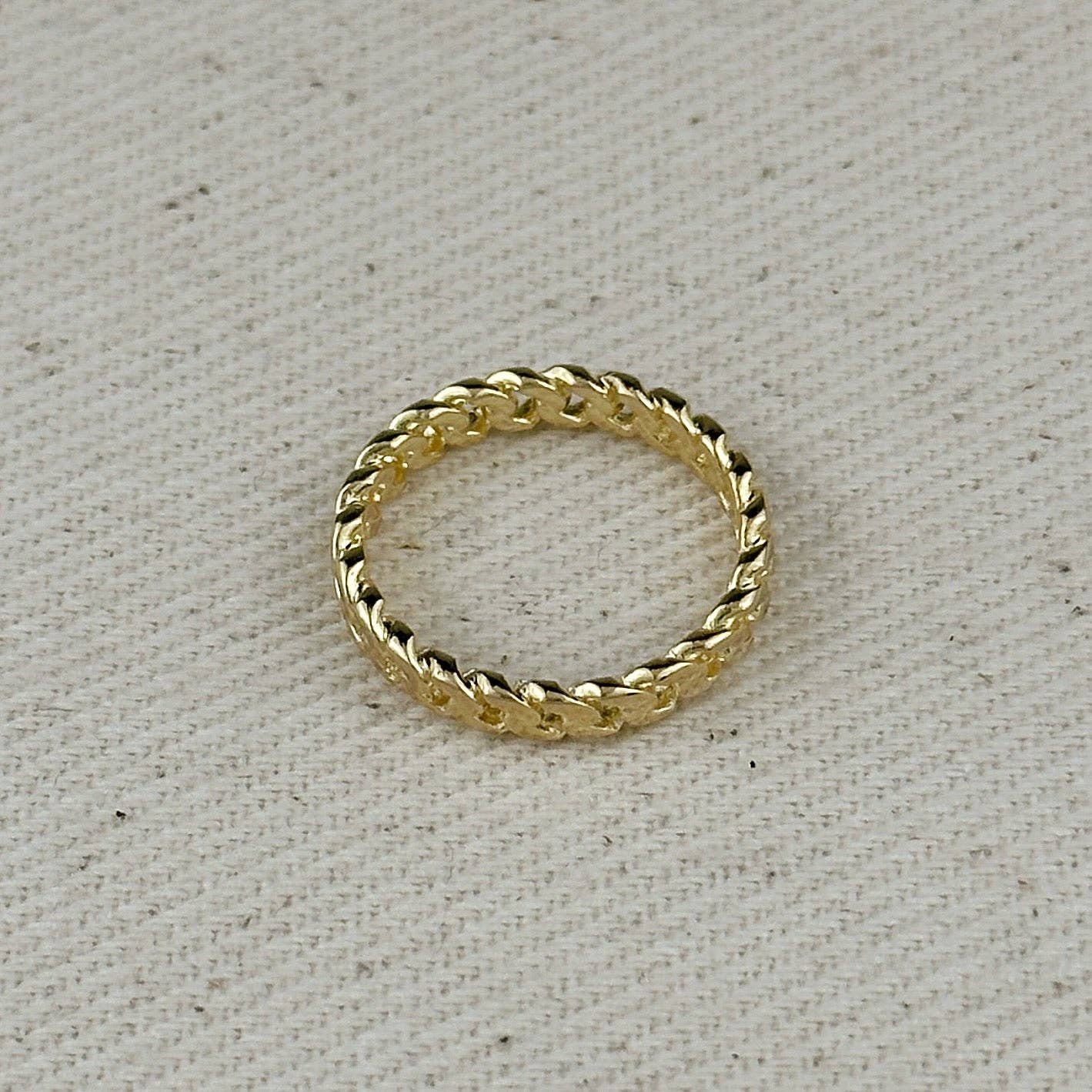 18k Gold Filled 2.5mm Cuban Chain Ring: 6