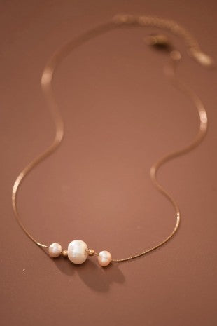 Gold Pvd Plated Stainless Steel Freshwater Pearl Necklace
