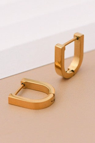 18k Gold Plated Waterproof Stainless Steel Hoop Earrings