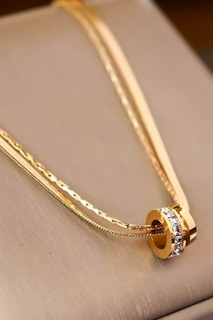 18k Gold Plated Stainless Steel Chain Multi Layer Necklace