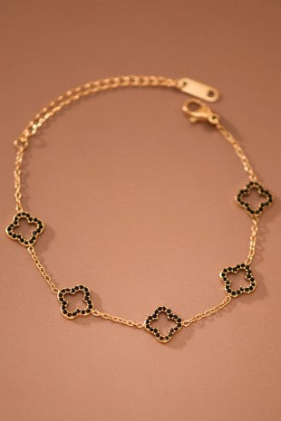 18k Gold Pvd Plated Stainless Steel Clover Chain Bracelet