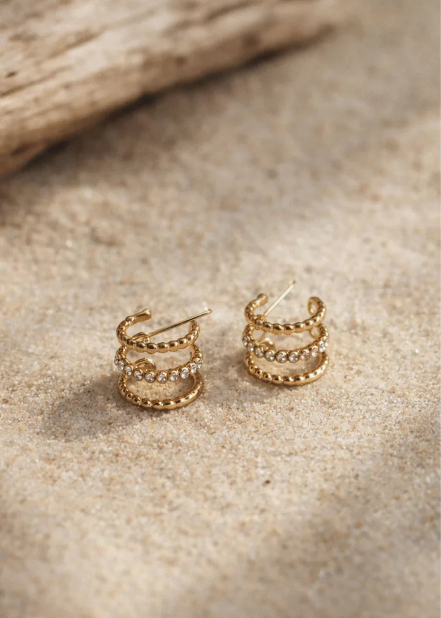 Luxe Gold Small Triple Hoops