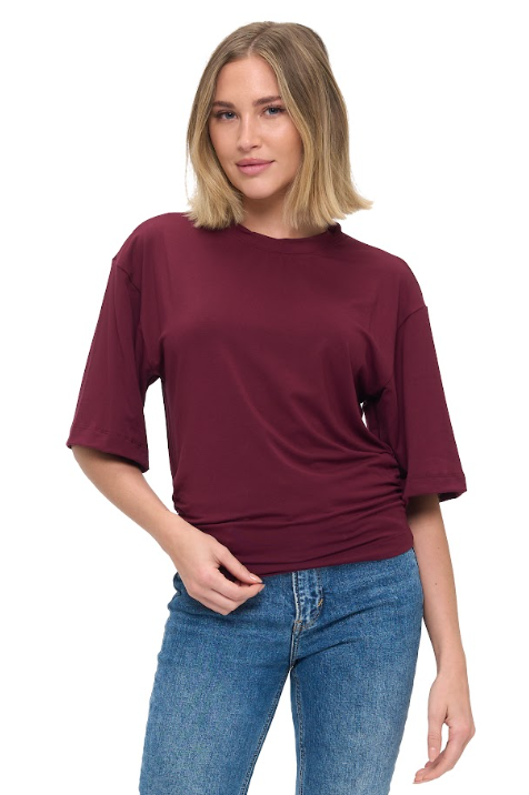 RUCHED DETAIL T-SHIRT IN MODAL