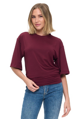 RUCHED DETAIL T-SHIRT IN MODAL