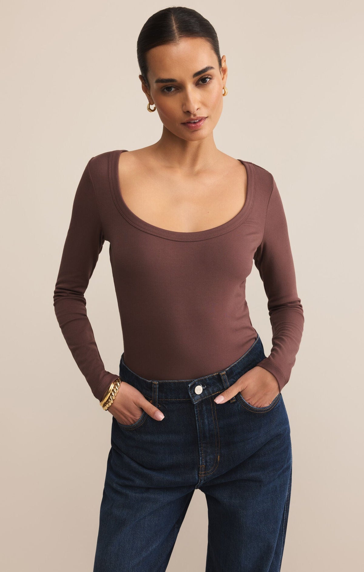 Second Skin Scoop Neck Top – Fitted Long Sleeve