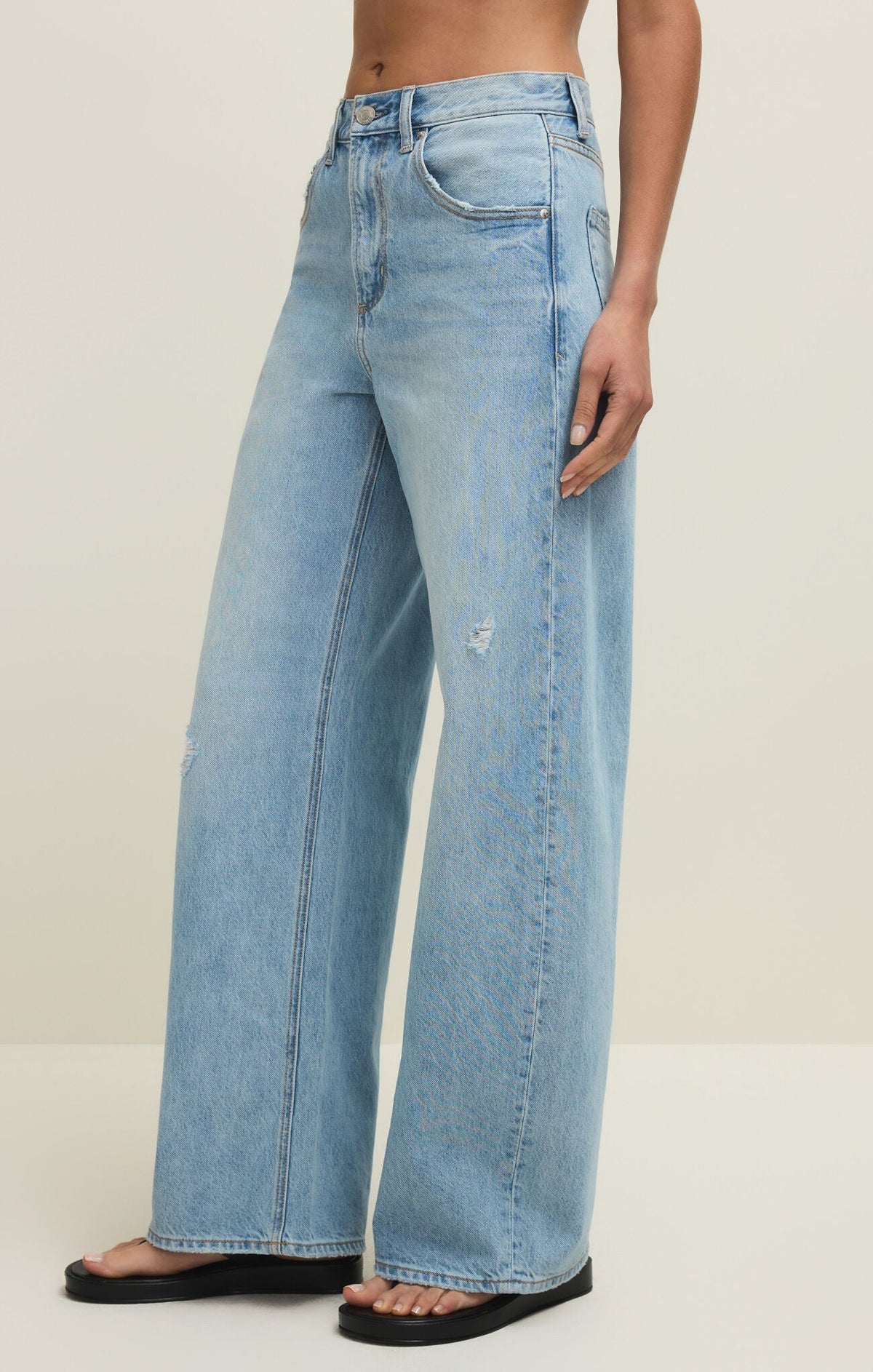 Remi High Rise Bowed Leg Denim